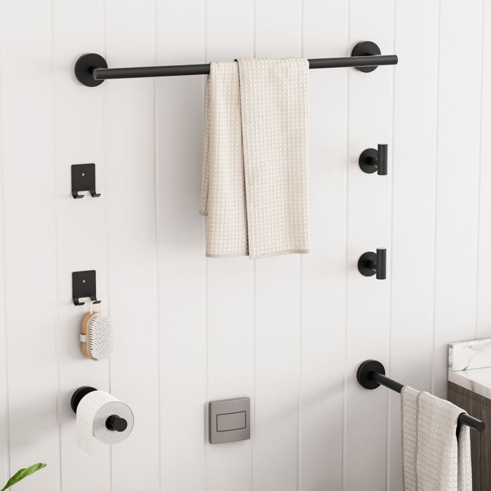 Badezimmer-Accessoire-Set - CECIPA MAX - Schwarz - Edelstahl - 2 Handtuchhalter - Haken