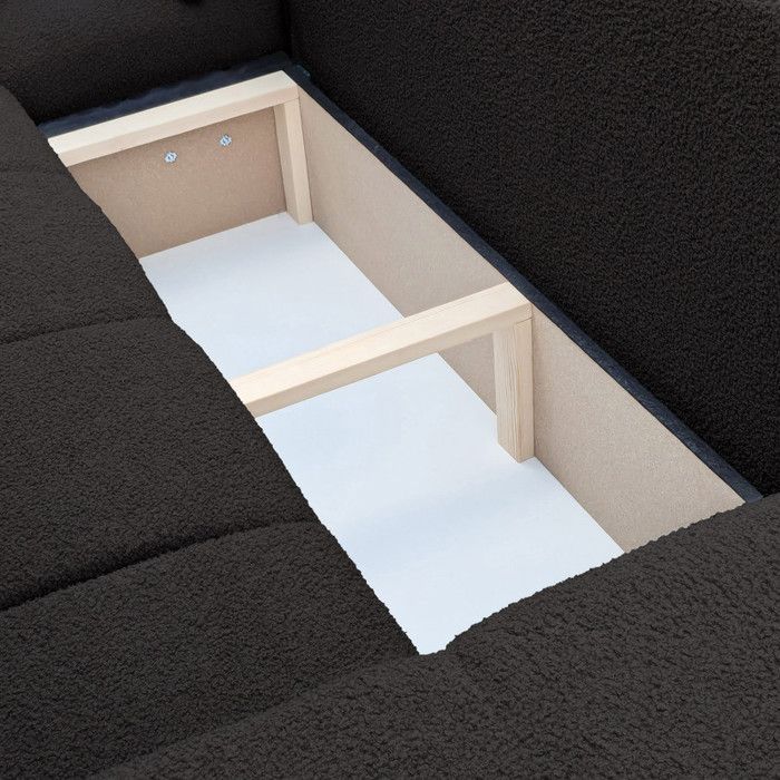 Sofá esquinero reversible OFI - 5 plazas - Sofá convertible con almacenamiento - Tejido suave al tacto - Antracita