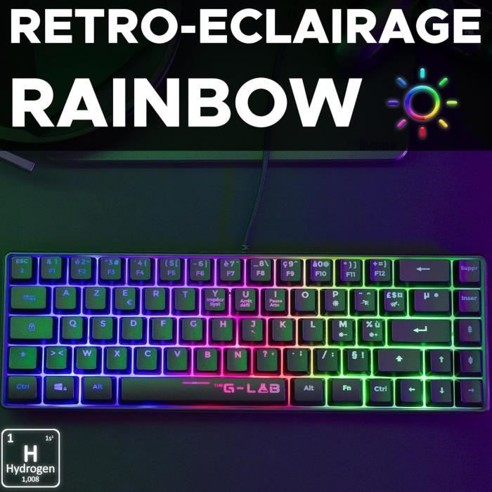 Teclado Gamer - The G-Lab - KEYZ HYDROGEN - Tamanho Compacto 60% - Retroiluminado - Com Fio - Preto