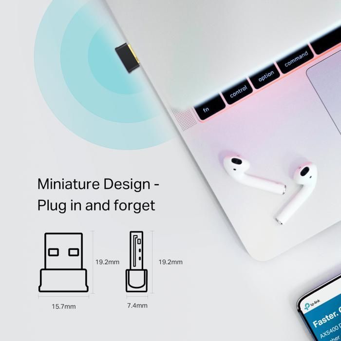 Chiavetta WiFi AC600 - TP-Link - Archer T2UB Nano - 2,4 GHz 200 Mbps - 5 GHz 433 Mbps - Bluetooth 4.2