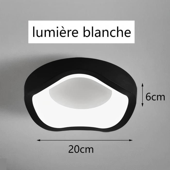 Fusion Plafonnier LED Style Moderne - 12W Blanc froide IP54 Imperméable Luminaire Plafonnier Pour Salle de Bain - 1pcs Noir Ø20CM