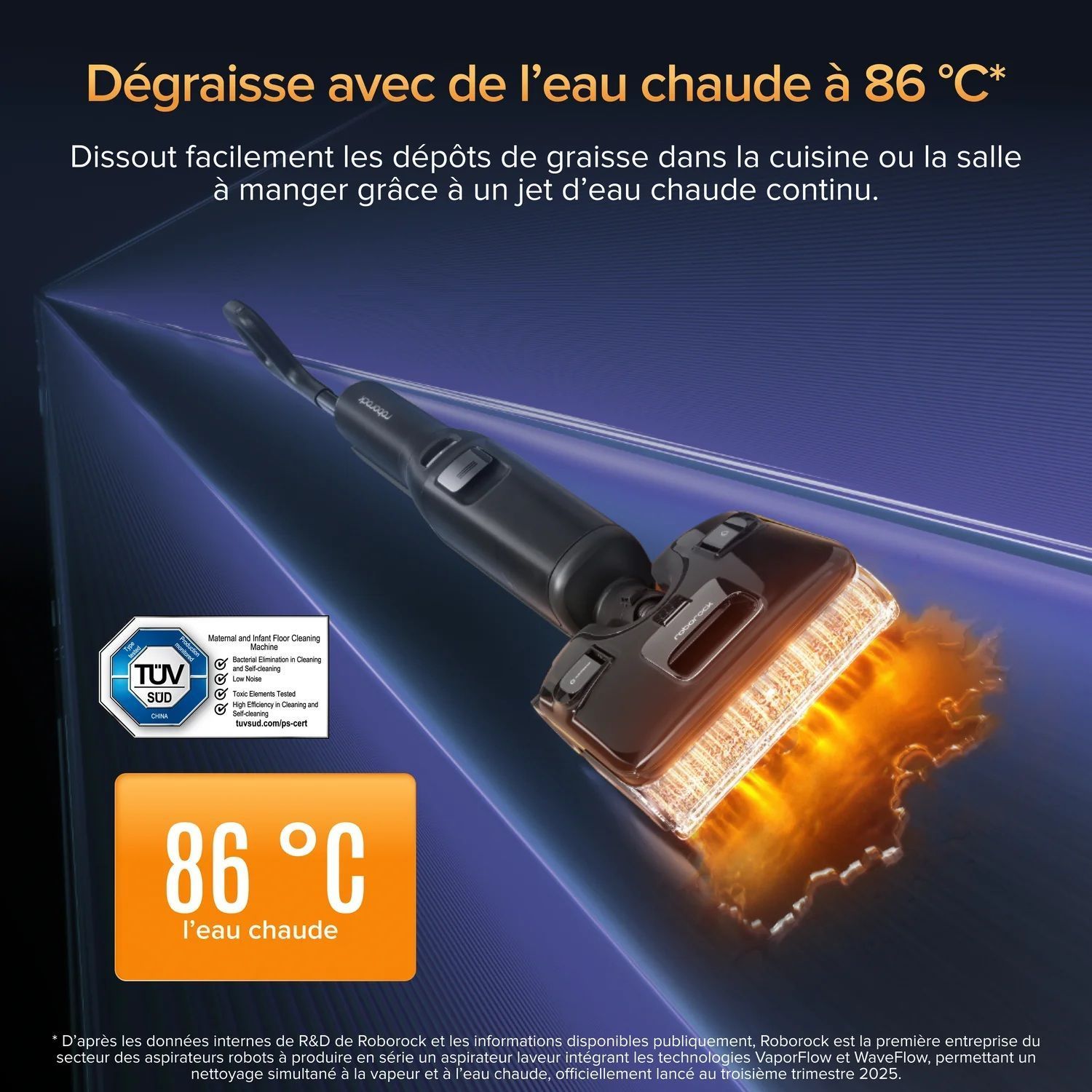 ROBOROCK F25 ULTRA - Aspirateur Balai Laveur - Nettoyage vapeur à 180 °C - 22000 Pa - Rouleau anti-enchevêtrement