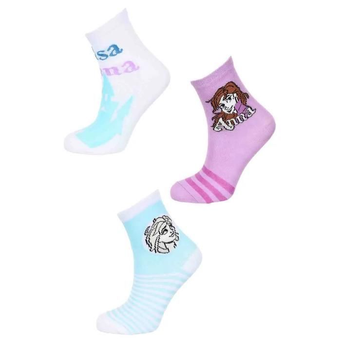 Juego de 3 pares de calcetines de algodón para niña con estampado de 