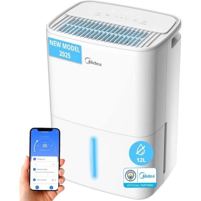 Deumidificatore elettrico Midea da 12 litri con app - per ambienti fino a 35 m²