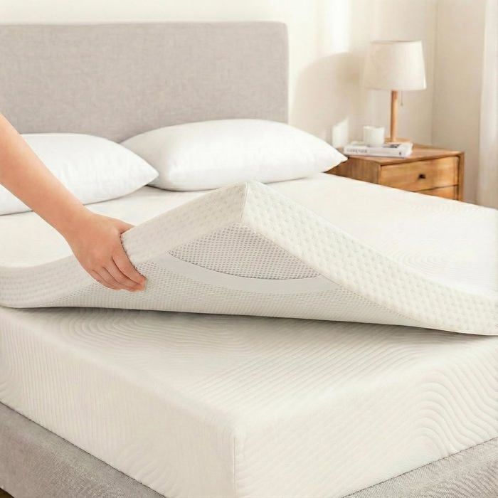 Cubrecolchón de espuma viscoelástica de 140x200 cm - 6 cm de grosor - Comodidad ergonómica, soporte para la espalda, funda transpirable, tacto suave.