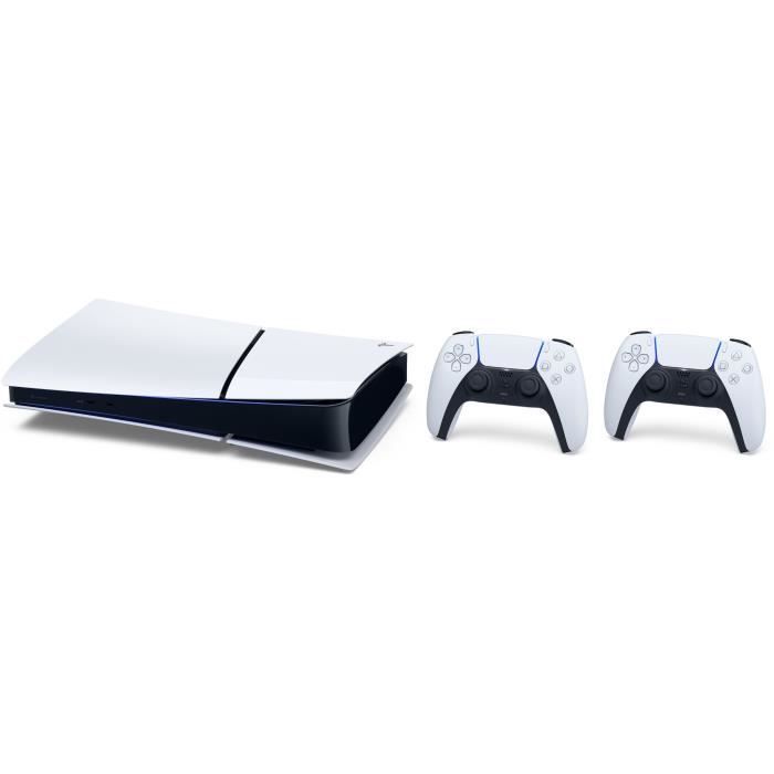 Pack PS5 Digitale (sans lecteur CD) : Console PlayStation 5 (Modèle Slim) + 2ème manette DualSense Blanche