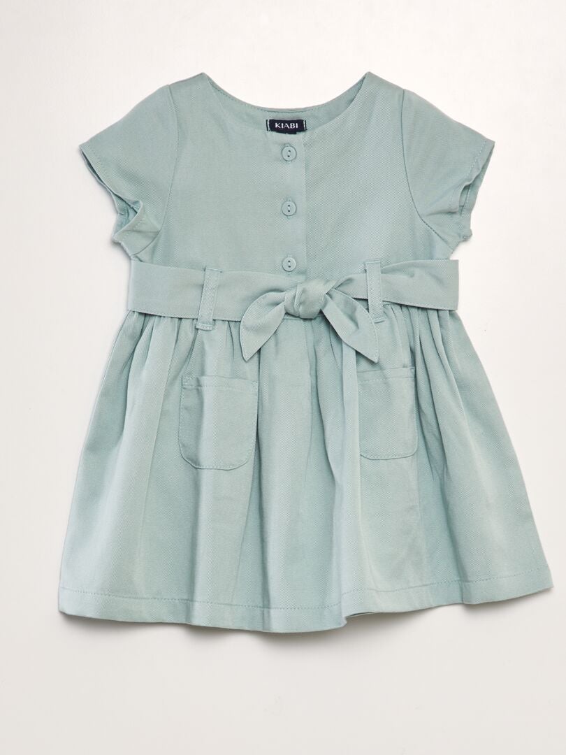 Vestido evasê de liocel - AZUL