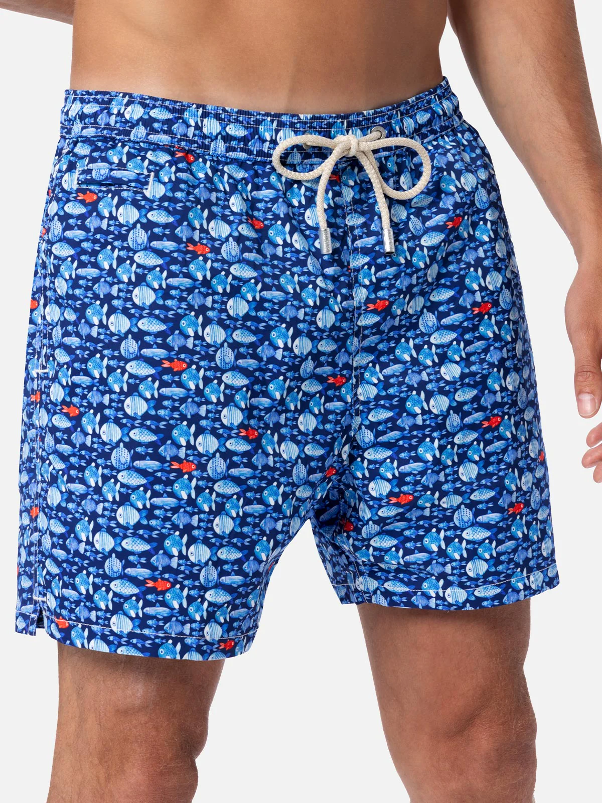 Costume classico elasticizzato Comfort Light con stampa pesci