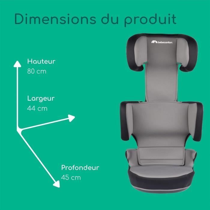 Seggiolino auto BEBECONFORT ROAD FIX i-Size, Gruppo 2/3, Isofix, pieghevole, rialzo, da 3,5 a 10/12 anni, 100-150 cm, 15-36 kg, Grigio Nebbia