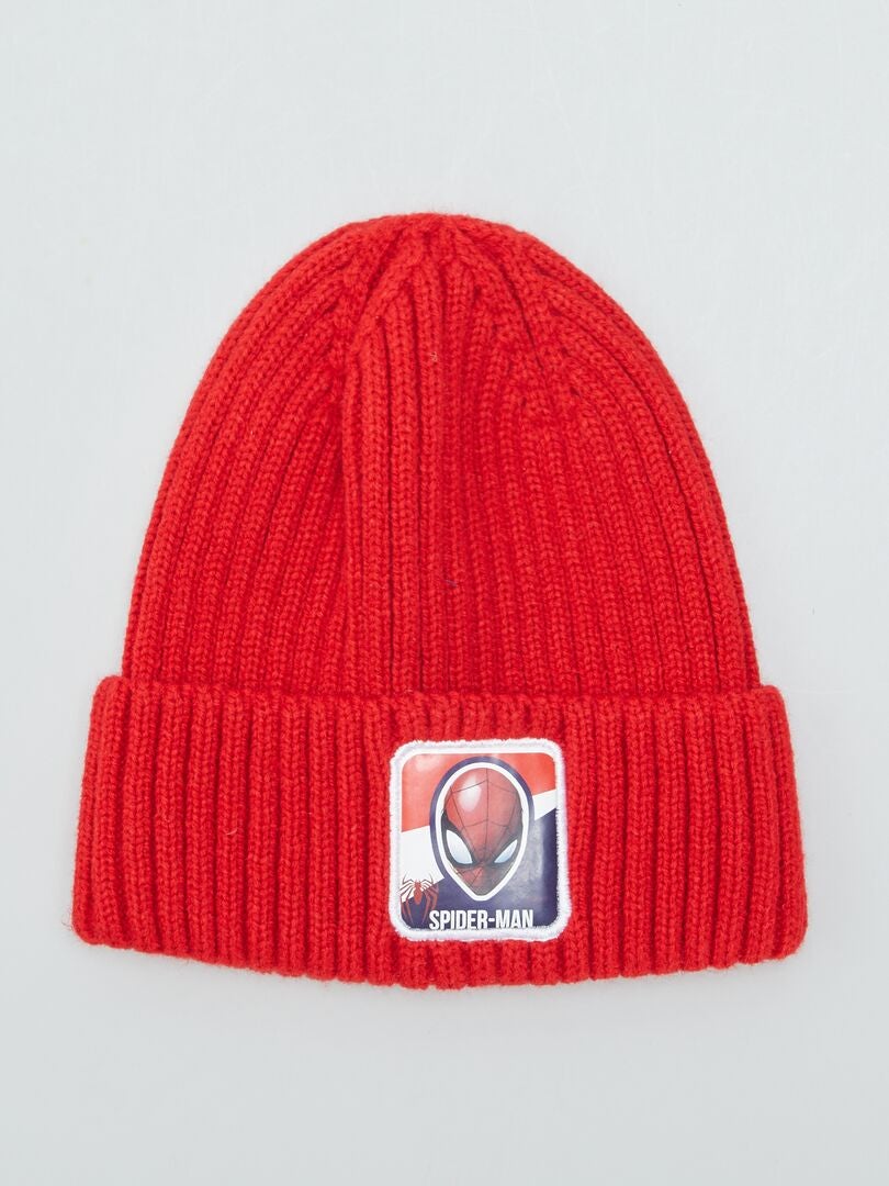 Gorro de punto acanalado de Spider-Man - ROJO
