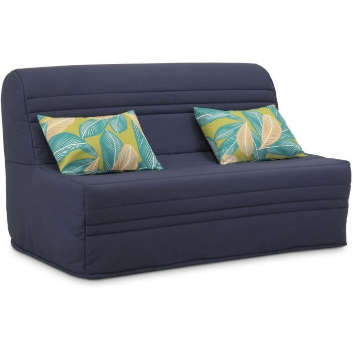 Divano letto BZ - 2 posti - Blu navy - Cuscini Jungle - superficie letto 140 x 190 x 9 cm - JOE