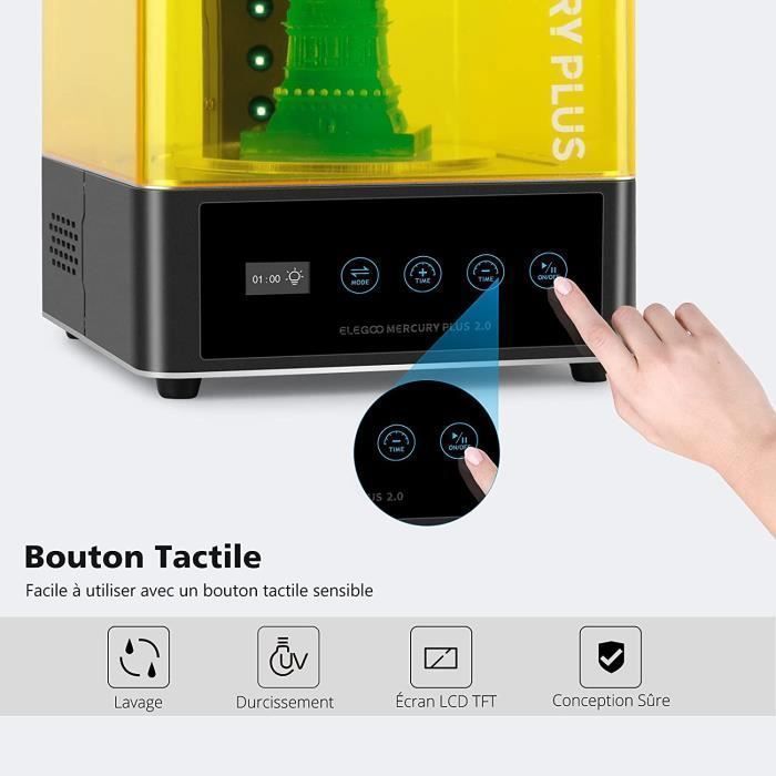ELEGOO Mercury Plus V2.0 2-in-1 was- en uithardingsmachine voor harsmodellen van Mars Photon S 3D-printers, Mono LCD/DLP/SLA