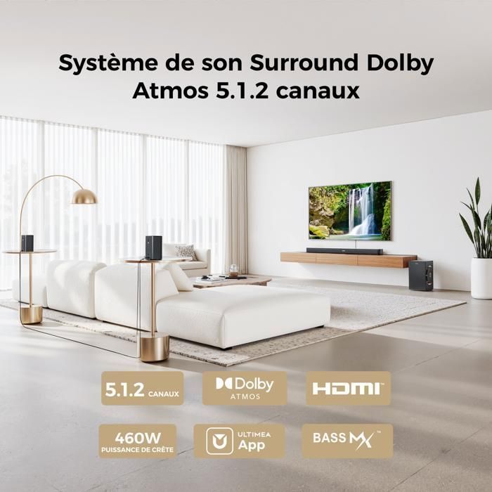 Ultimea Barre de son Skywave F40 Boom - Système Surround TV 5.1.2ch avce Dolby Atmos - Barre de Son pour Home Cinéma - 460 W