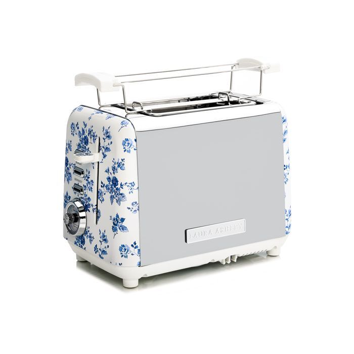 2-slice toaster - Laura Ashley - China Rose - self-centering slots, pastry warmer, various modes, crumb tray.