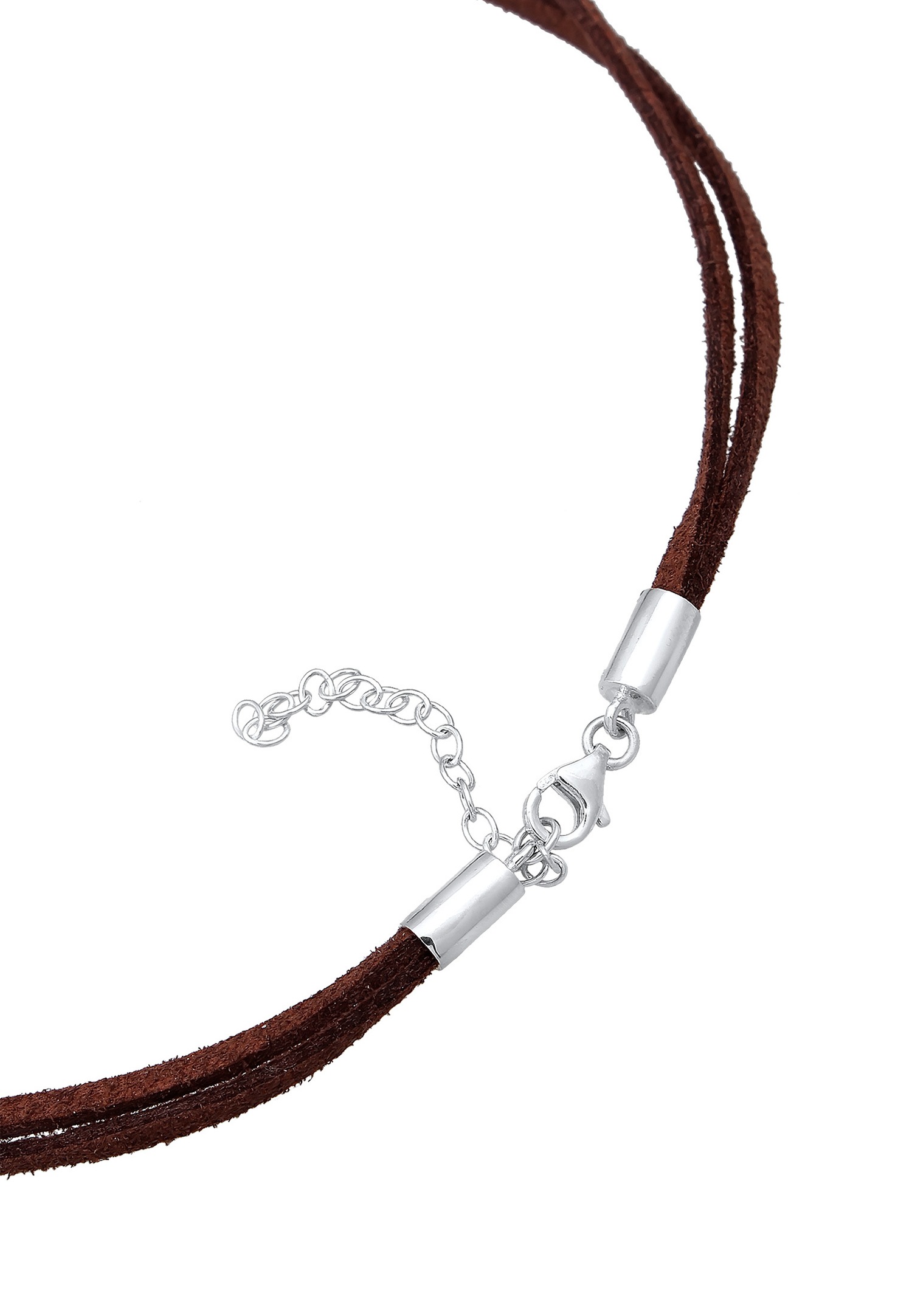 Elli Femmes choker cercle avec similicuir brun en argent sterling 925