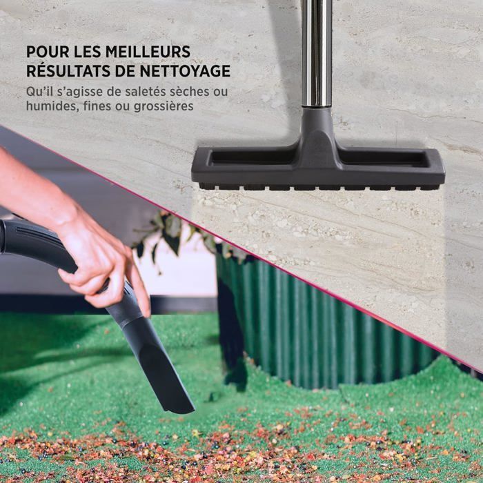 AREBOS Aspirateur Industriel | Aspirateur Sec et Humide avec Filtre | 1800W | 30L | Acier Inoxydable | Rouge