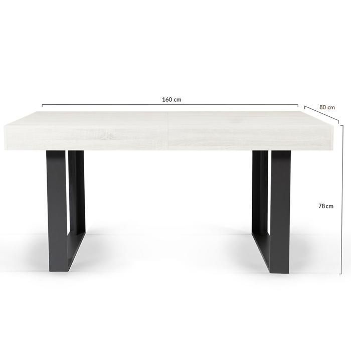 Table à manger rectangle extensible - IDMARKET - PHOENIX - Bois et gris - 4-8 personnes - 160-200 cm