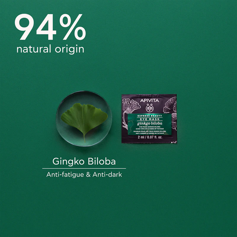 Apivita Express Beauty Eye Mask Očná maska s ginkom bilobou proti opuchom a tmavým kruhom pod očami