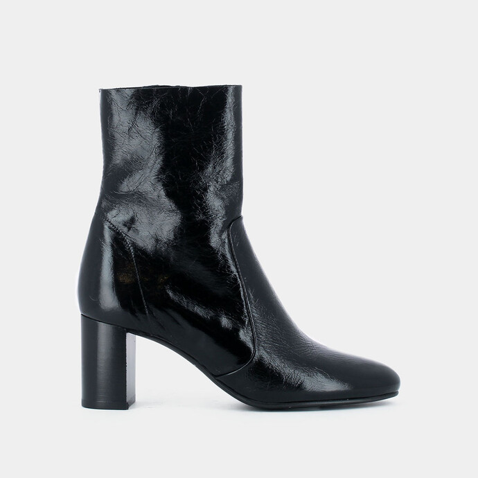Bottines à talons  en cuir vieilli noir