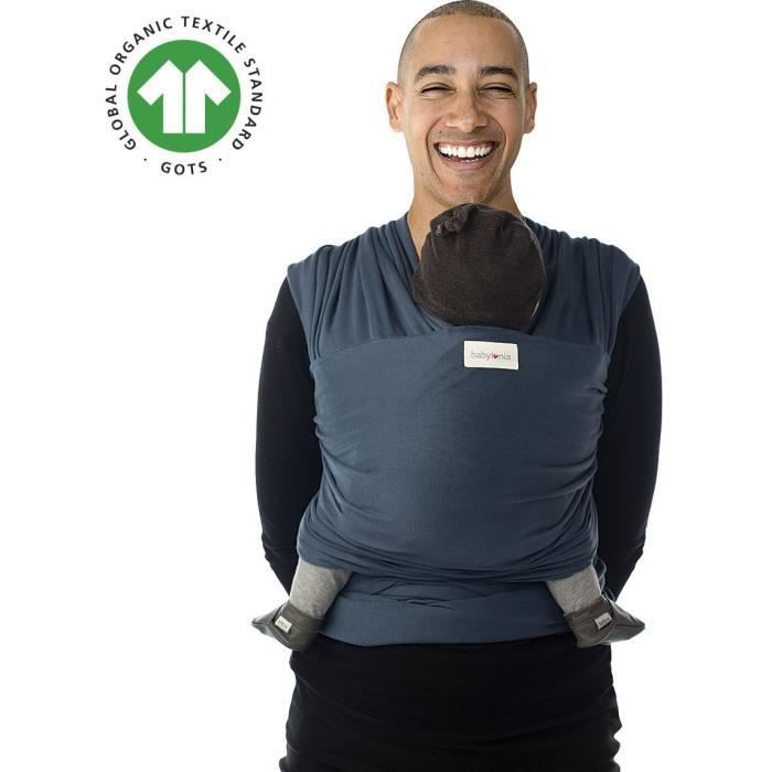 Draagdoek voor baby's - Babylonia Baby Carriers - Model met gebreide mouwen - 100% biologisch katoen - 500 cm - Denimblauw