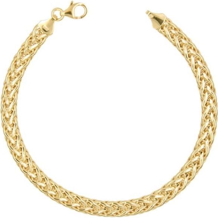 Pulsera de eslabones planos de oro amarillo con forma de palma - L'ATELIER D'AZUR - Mujer - Largo 18 cm - Ancho 0,50 cm