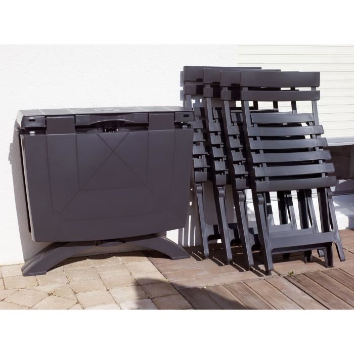 Silla plegable Miami - GRILL ME - Antracita - Resistente a la intemperie y fácil de guardar