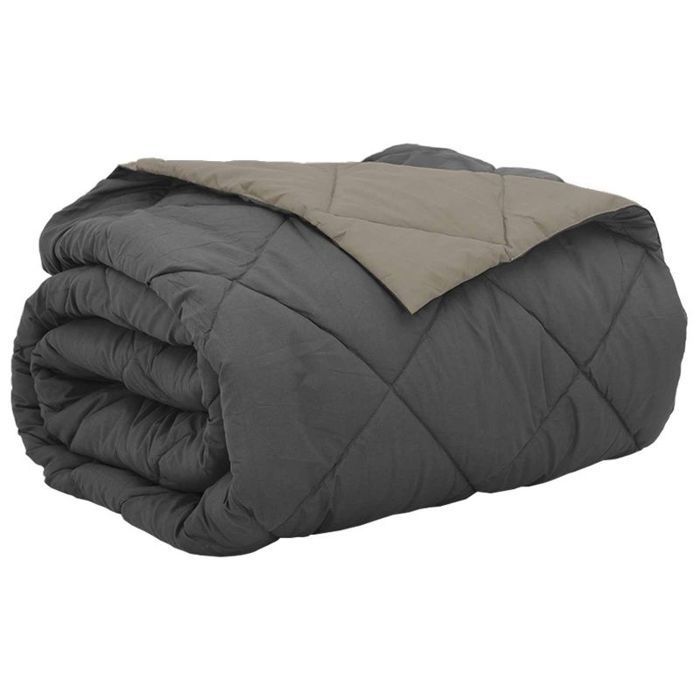 Edredón - VIDAXL - 240 x 260 cm - Gris claro y antracita - Microfibra de poliéster - Transpirable y ligero