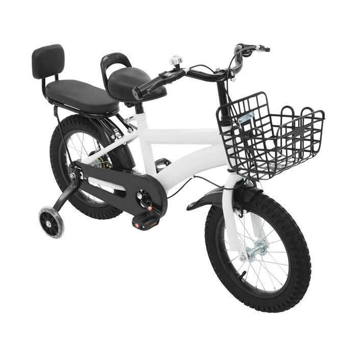 Vélo pour enfant de 3 à 7 ans, hauteur réglable avec roues supplémentaires et panier, convient pour les enfants de 95 à 115 cm