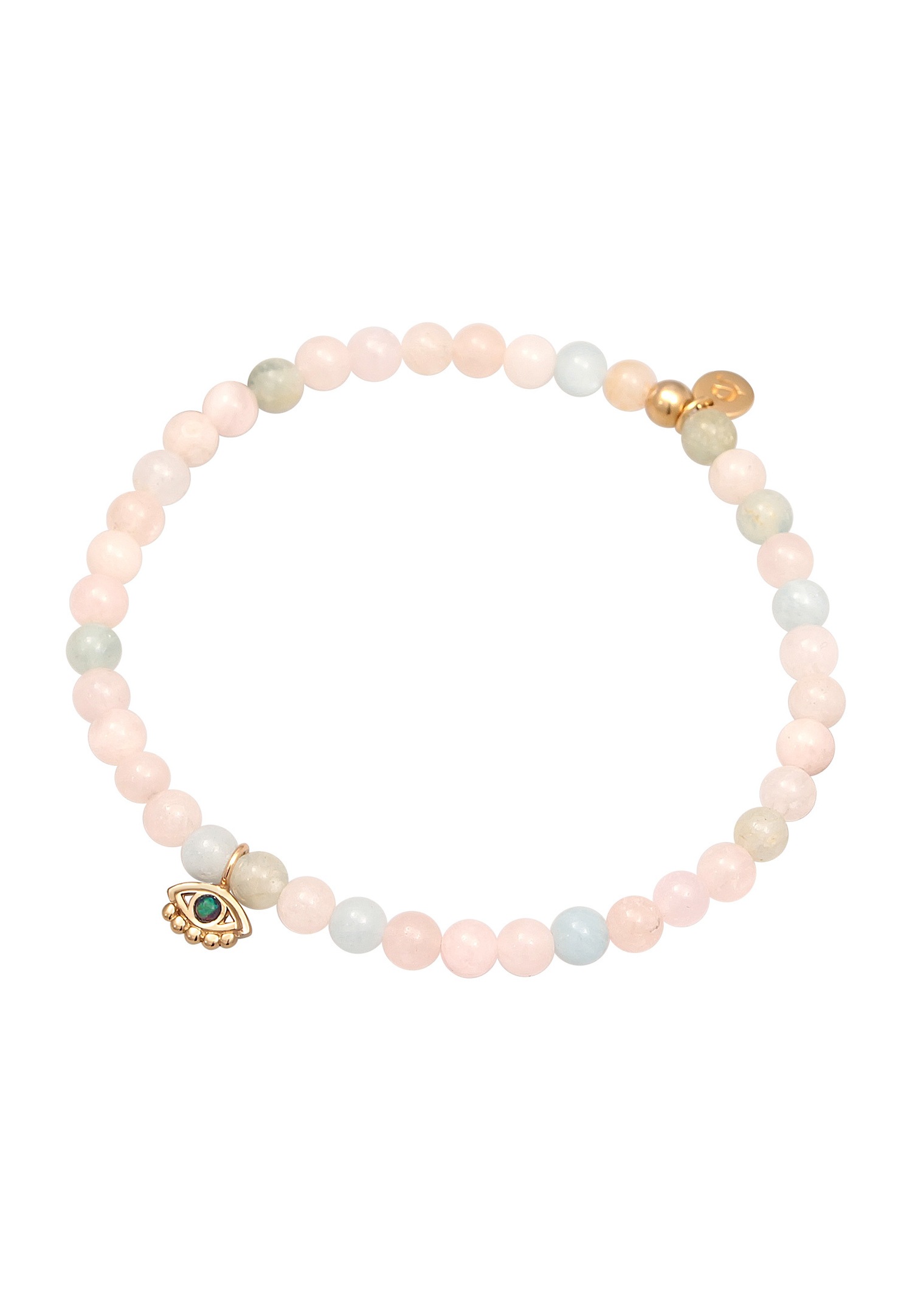 Elli PREMIUM Elli PREMIUM Bracelet Femmes Nazar œil été avec Morganite perles en argent sterling 925 plaqué or