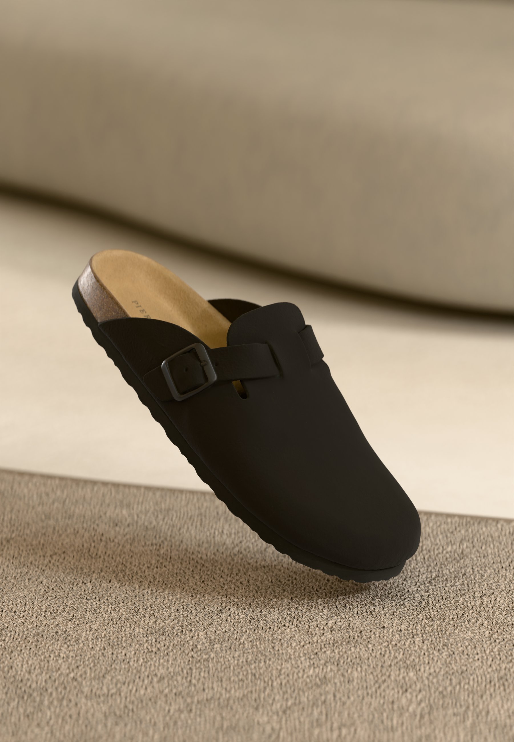 Pier One leren unisex slippers - zwart