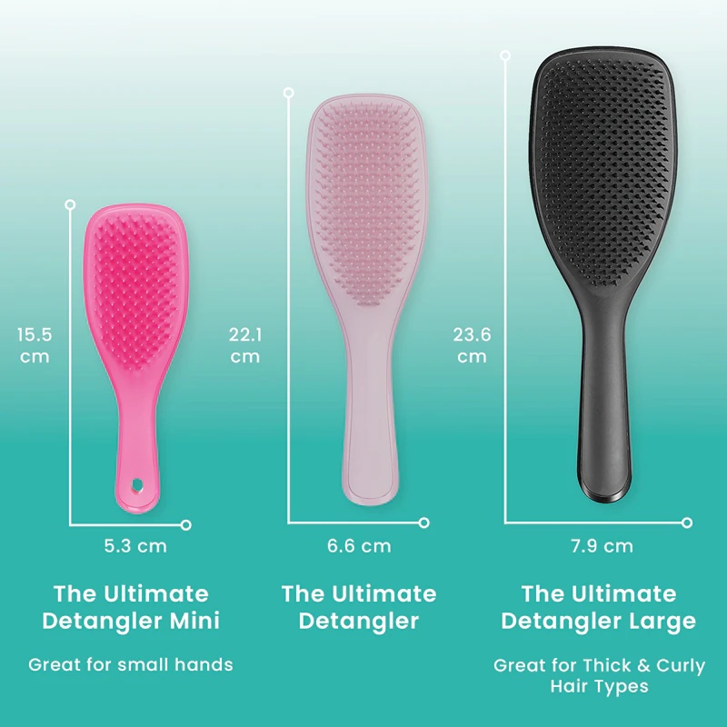 „Tangle Teezer“ – plokščias mini šepetys visiems plaukų tipams, skirtas plaukų iššukavimui.