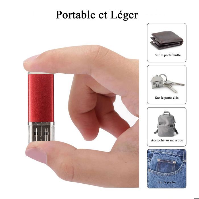 Clé USB 8 Go REWBOAT V2.0 18Mo/s Vitesse de Lecture Lot de 5 Rose, Jaune, Violet, Argent et Bleu