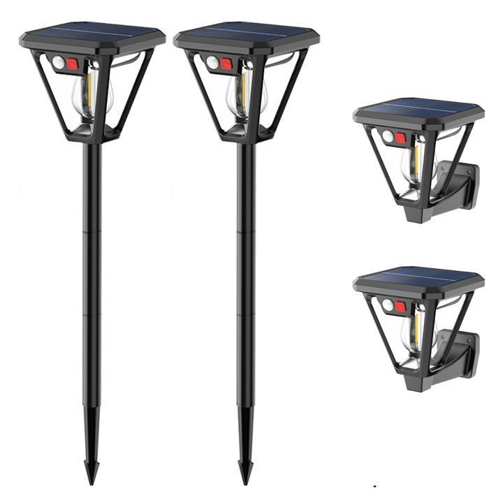 2 luces solares para parques, resistentes al agua IP65, 3 modos de iluminación con sensor de movimiento para jardín.