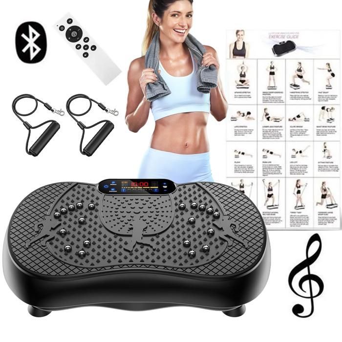 Plataforma vibratoria para fitness - Plataforma vibratoria - 180 niveles de vibración - 5 programas - Bluetooth integrado - Control remoto
