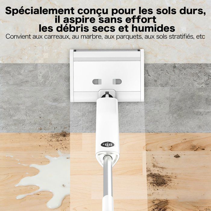 AIRROBO FC10  Balai Laveur Sans Fil,,Anti-enchevêtrement des CheveuxSec Et Humide,45 minute,Poids Léger de 2,3kg,Écran LED