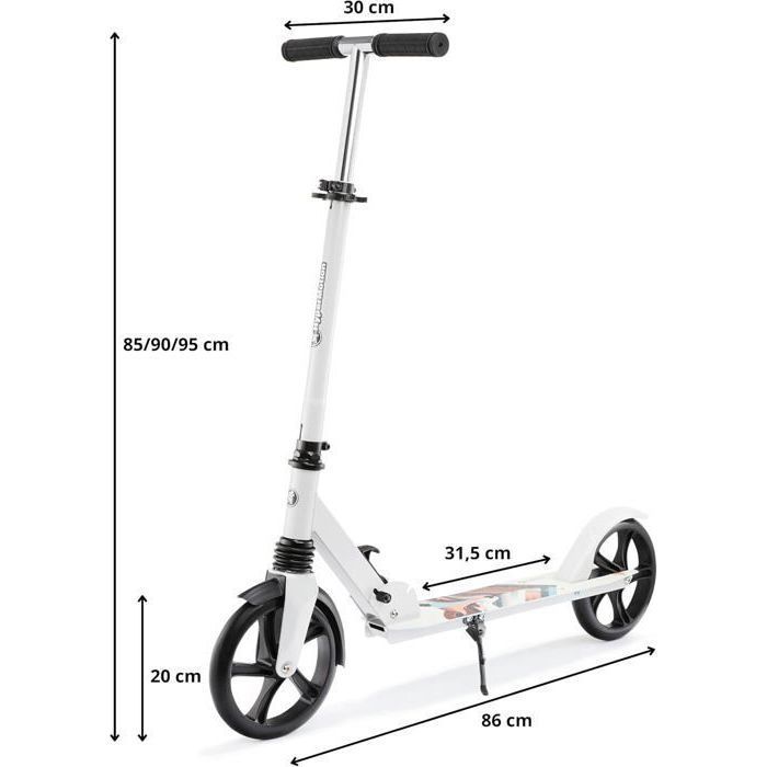 Children's Scooter 100kg max - HYPERMOTION - Winter Fox - Foldable - Adjustable Handlebar 85-95cm - ABEC 7