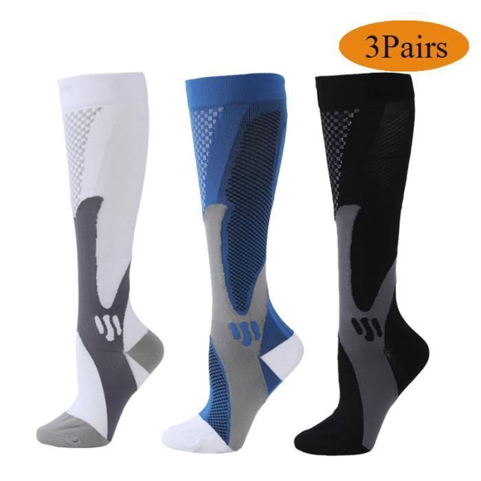 Chaussettes de compression, WOVTE 3pairs pour hommes et femmes, meilleur ajustement athlétique gradué.