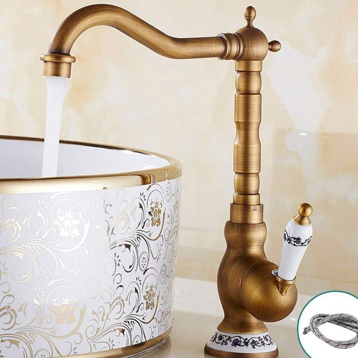 Robinet Lavabo Retro Poignée Unique - Robinetterie de salle de bain - Hauteur sous bec 250mm
