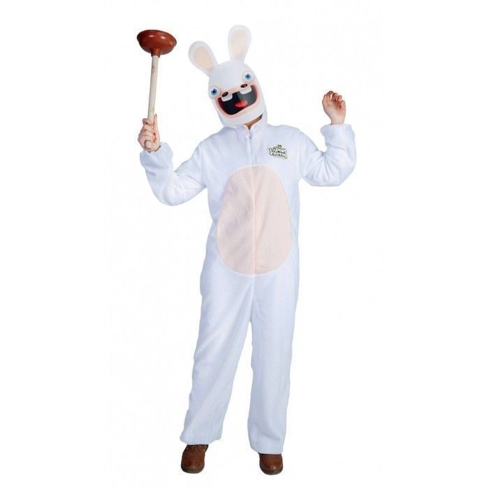 Disfraz de adulto - Pequeño Payaso - Raving Rabbids - Blanco - Mono con cremallera - Producto con licencia oficial