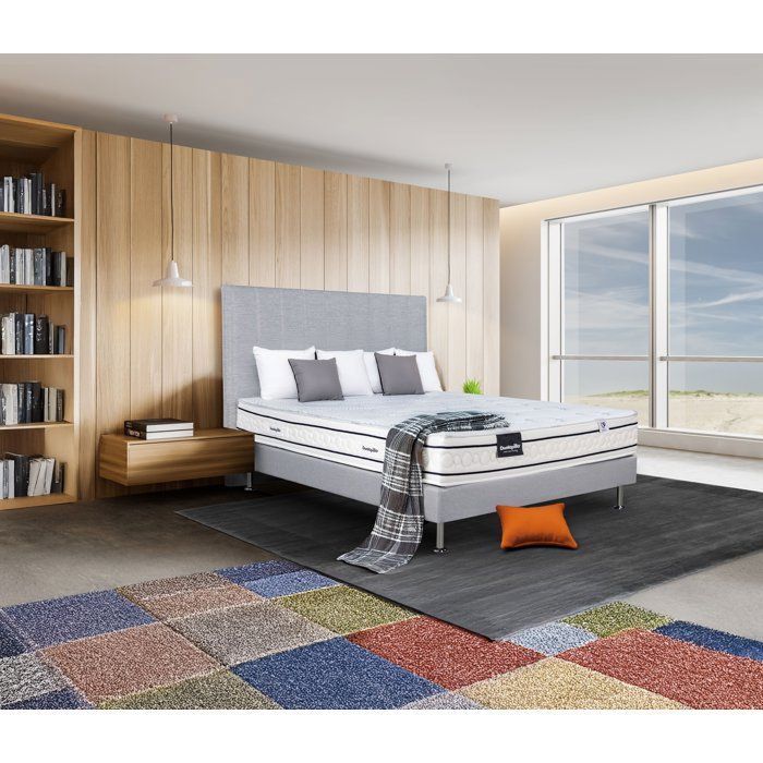 Conjunto de colchón y base de cama Dunlopillo de 160x200 cm, 21 cm de altura - Látex - Ventilación - 7 zonas - Soporte equilibrado - Fabricado en Francia