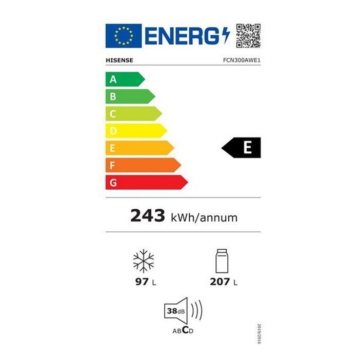 Kühl-/Gefrierkombination - HISENSE - FCN300AWE1 - 304 l (207/97) - No Frost Multi Air Flow - 38 dB, Energieeffizienzklasse E