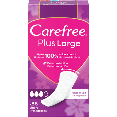 Carefree Plus Store beskyttelsesslips luktkontroll daglige bandasjer Maxi Plus 36 enheter 36 enheter