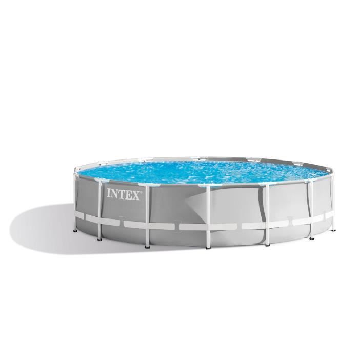 Kit de piscina tubular desmontable Intex - Estructura Pris - 427 x 107 cm - Redonda (Incluye bomba, cubierta y escalera) - 26720NP