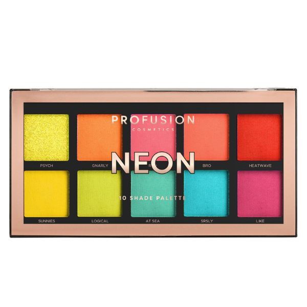 Paleta očných tieňov Profusion Cosmetics Neon - 10 odtieňov