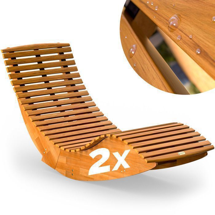 Set mit 2 CASARIA® Klapp-Schaukelliegen aus FSC-zertifiziertem Akazienholz, ergonomische Sonnenliege für Garten oder Sauna