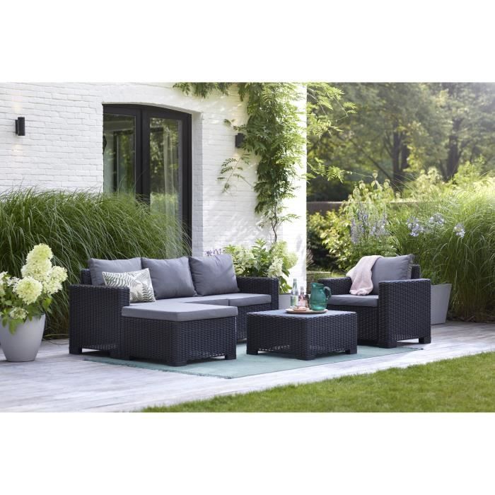 Set di mobili da giardino in resina effetto rattan intrecciato - Allibert di KETER - 5 posti - Moorea - Grigio grafite