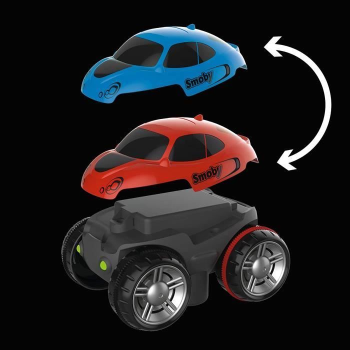Smoby FleXtreme Set Découverte 4m40 de Circuit de Voiture 184 Pistes Flexibles et Modulables + 1 Véhicule Effets Lumineux Pil 36