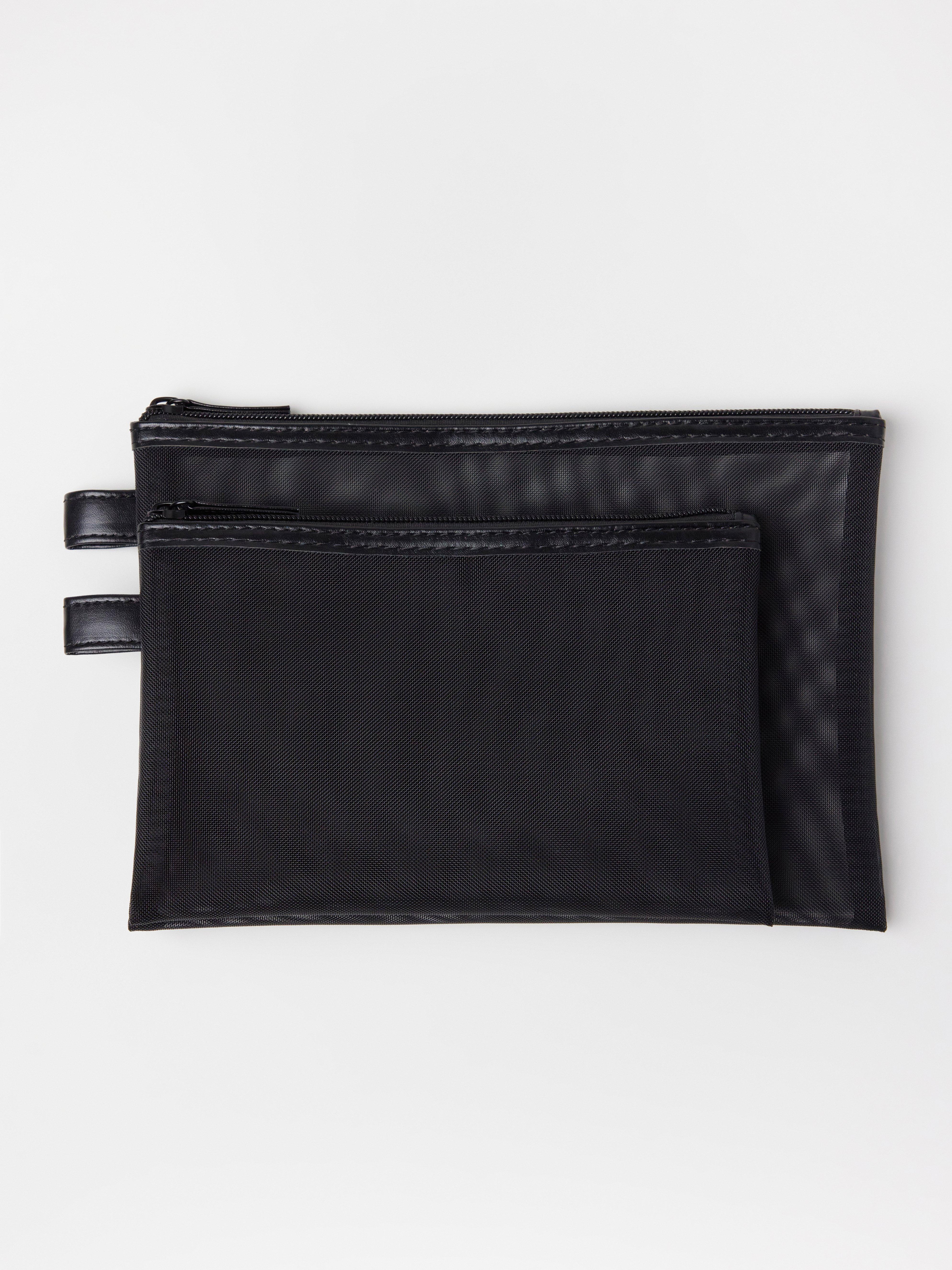 Paquete de 2 neceseres de maquillaje de malla NEGRO