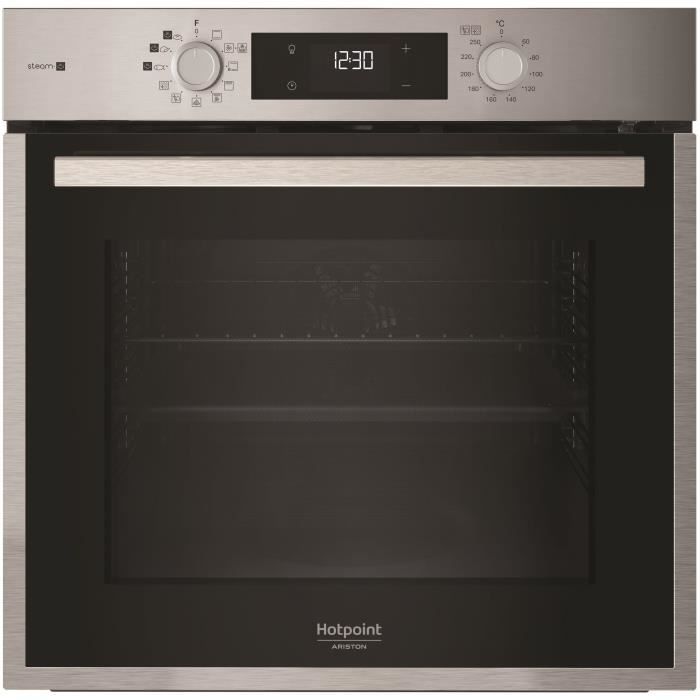 Forno da incasso - Pulizia pirolitica - Cottura ventilata - HOTPOINT - HAO854PSX - Acciaio inox - 71 L - Classe energetica A++ - Funzione vapore