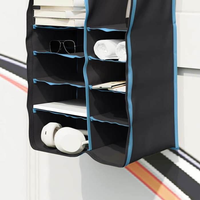 MOT7027-Organisateur de tente suspendu 10 poches Noir 40,5 x 25 x 80 cm